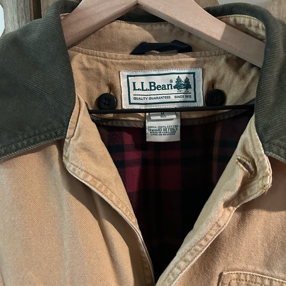 Vintage LL Bean Plaid Lined Corduroy Collar Chore Coat - Picture 2 of 13